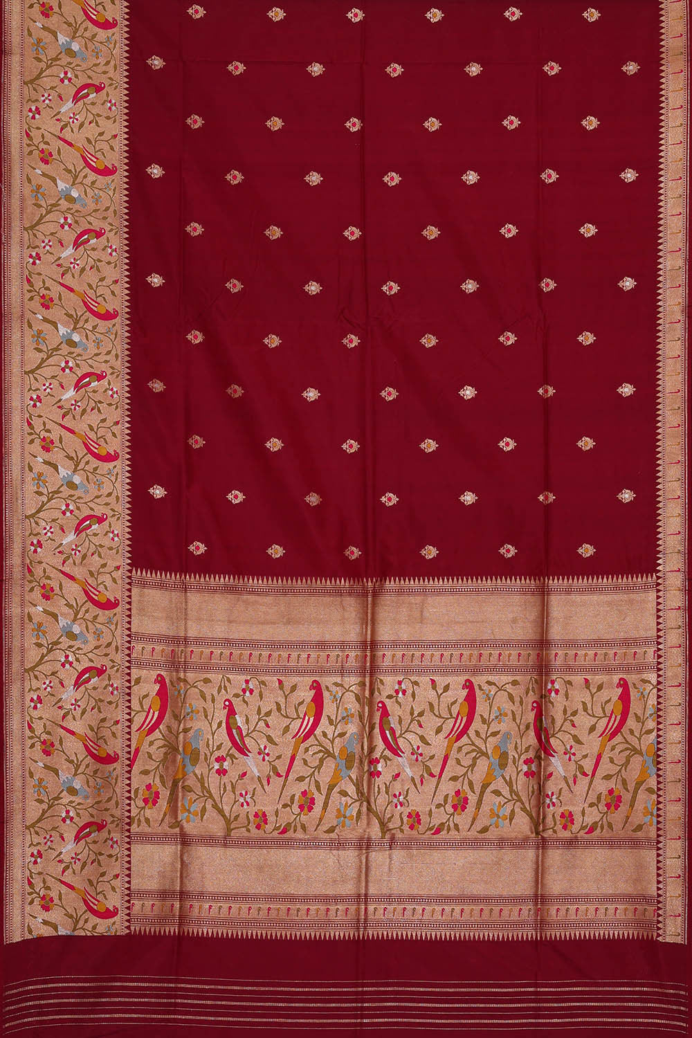 Image of Banarasi Silk Dark Red Saree
