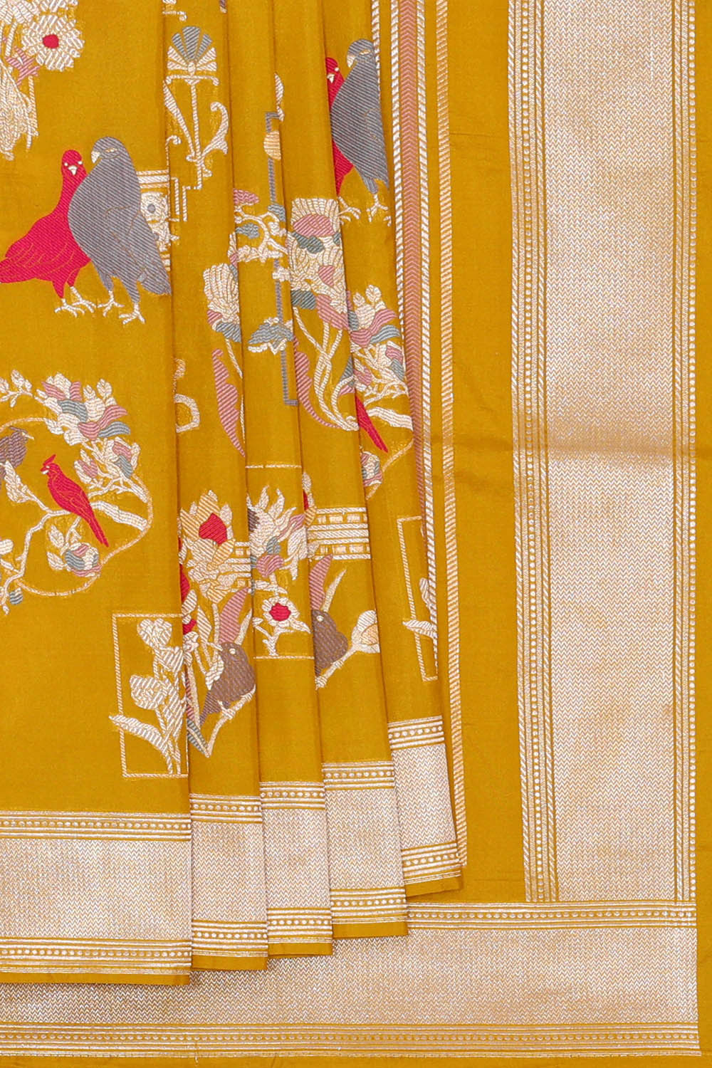 Image of Banarasi Silk Mustard Yellow Saree
