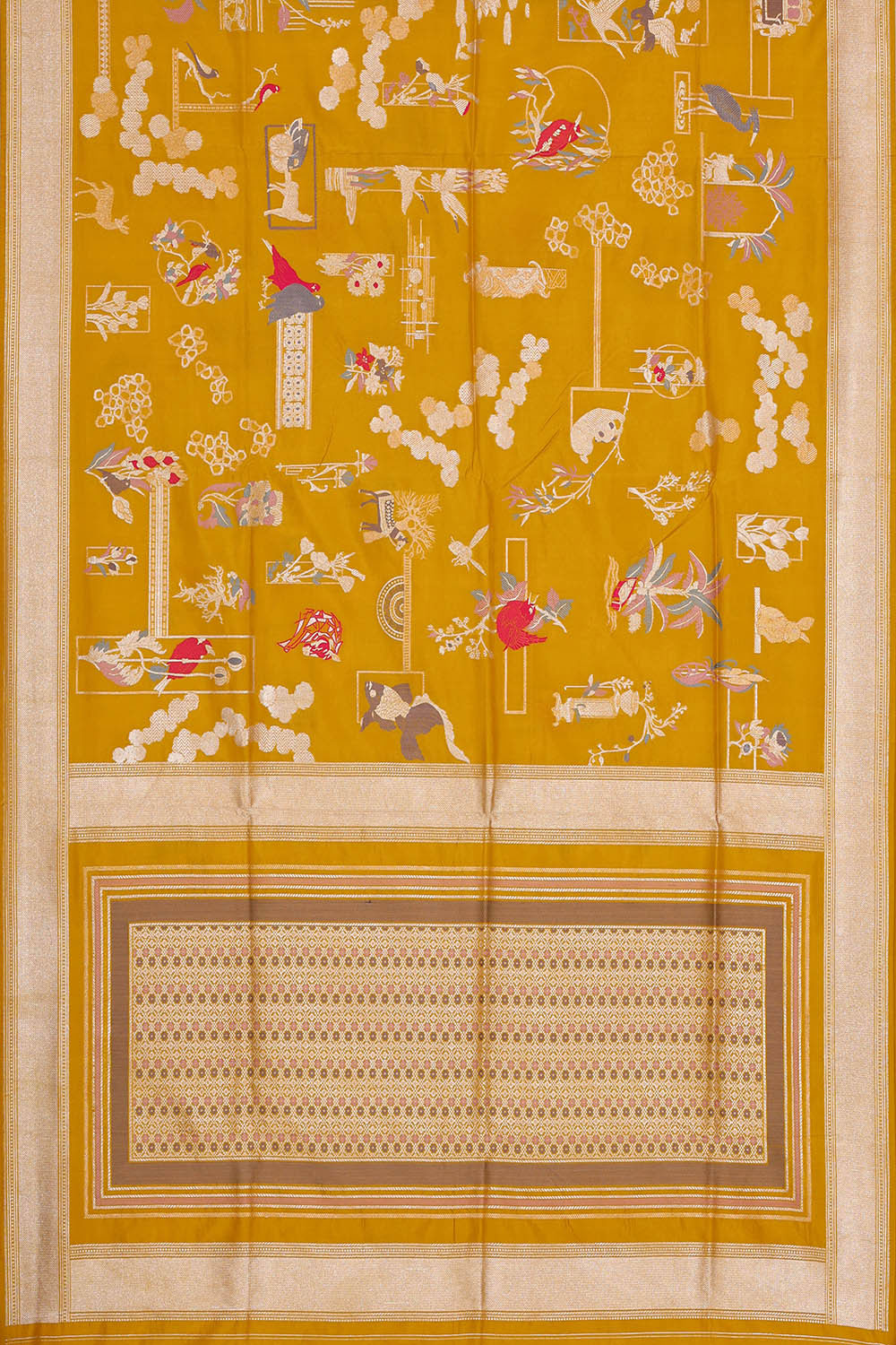 Image of Banarasi Silk Mustard Yellow Saree