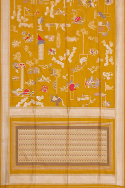 Image of Banarasi Silk Mustard Yellow Saree