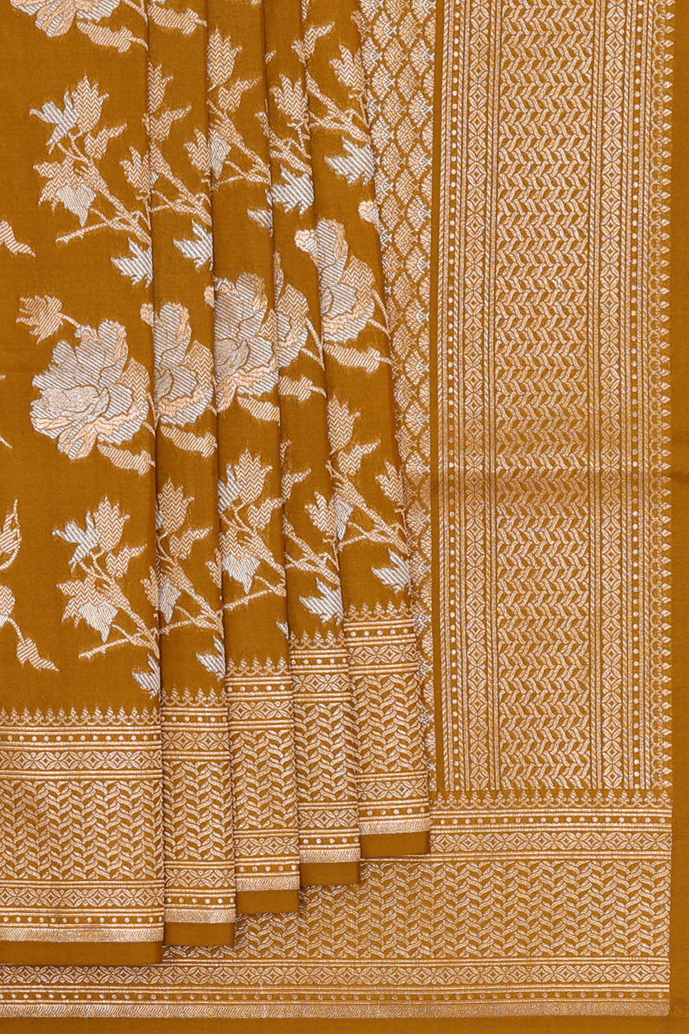 Image of Banarasi Silk Mustard Brown Saree