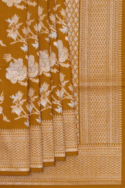 Image of Banarasi Silk Mustard Brown Saree