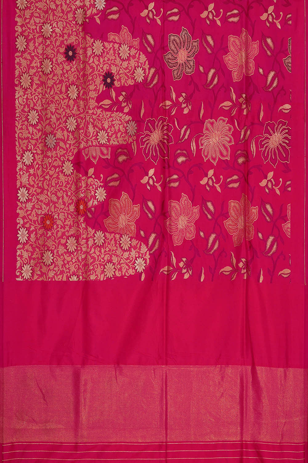 Image of Banarasi Silk Rani Pink Saree