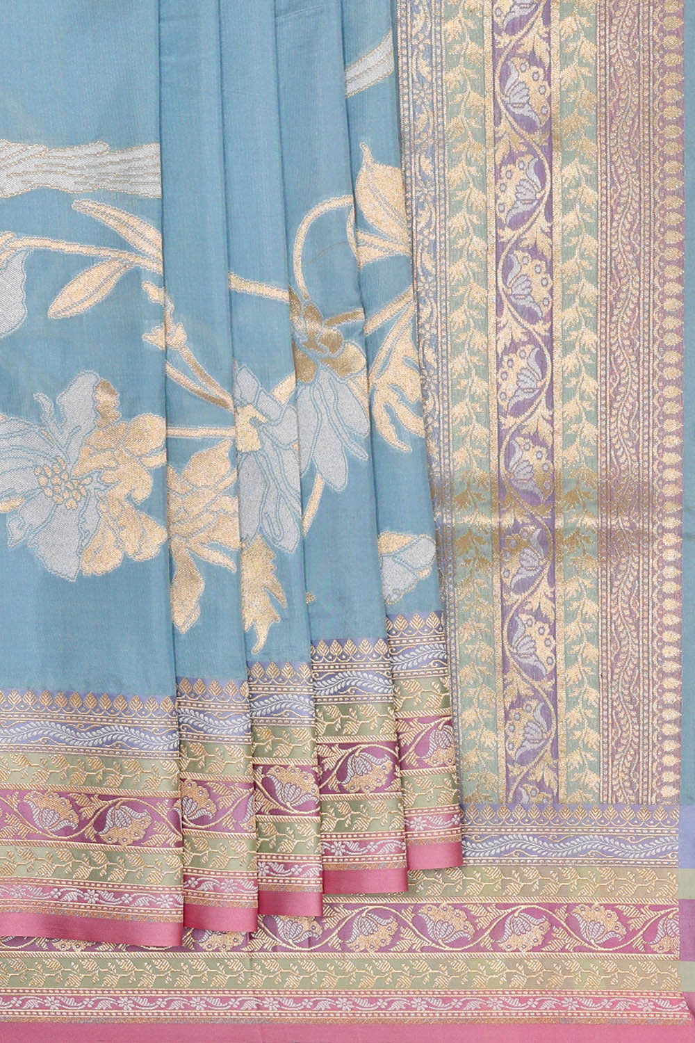 Image of Banarasi Silk Blue Saree