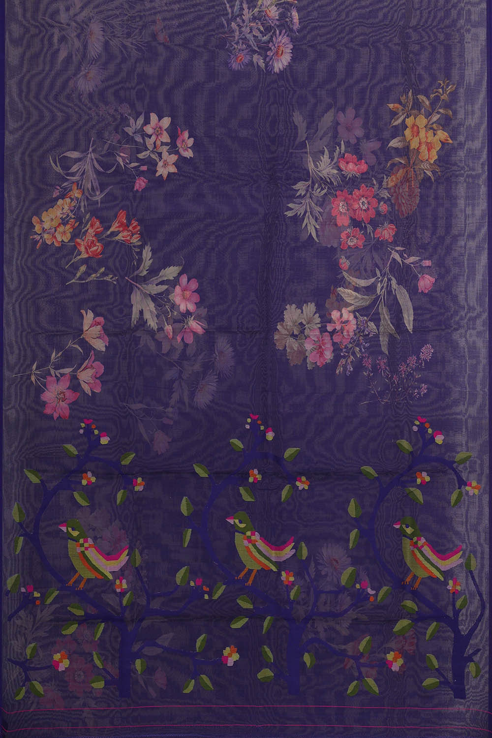 Image of Banarasi Organza Kora Dark Blue Saree