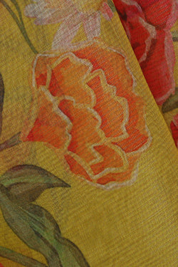 Image of Banarasi Organza Kora Yellow Saree