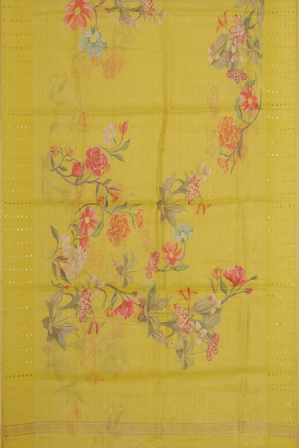 Image of Banarasi Organza Kora Yellow Saree