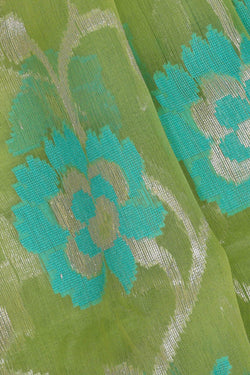 Image of Banarasi Organza Kora Green Saree