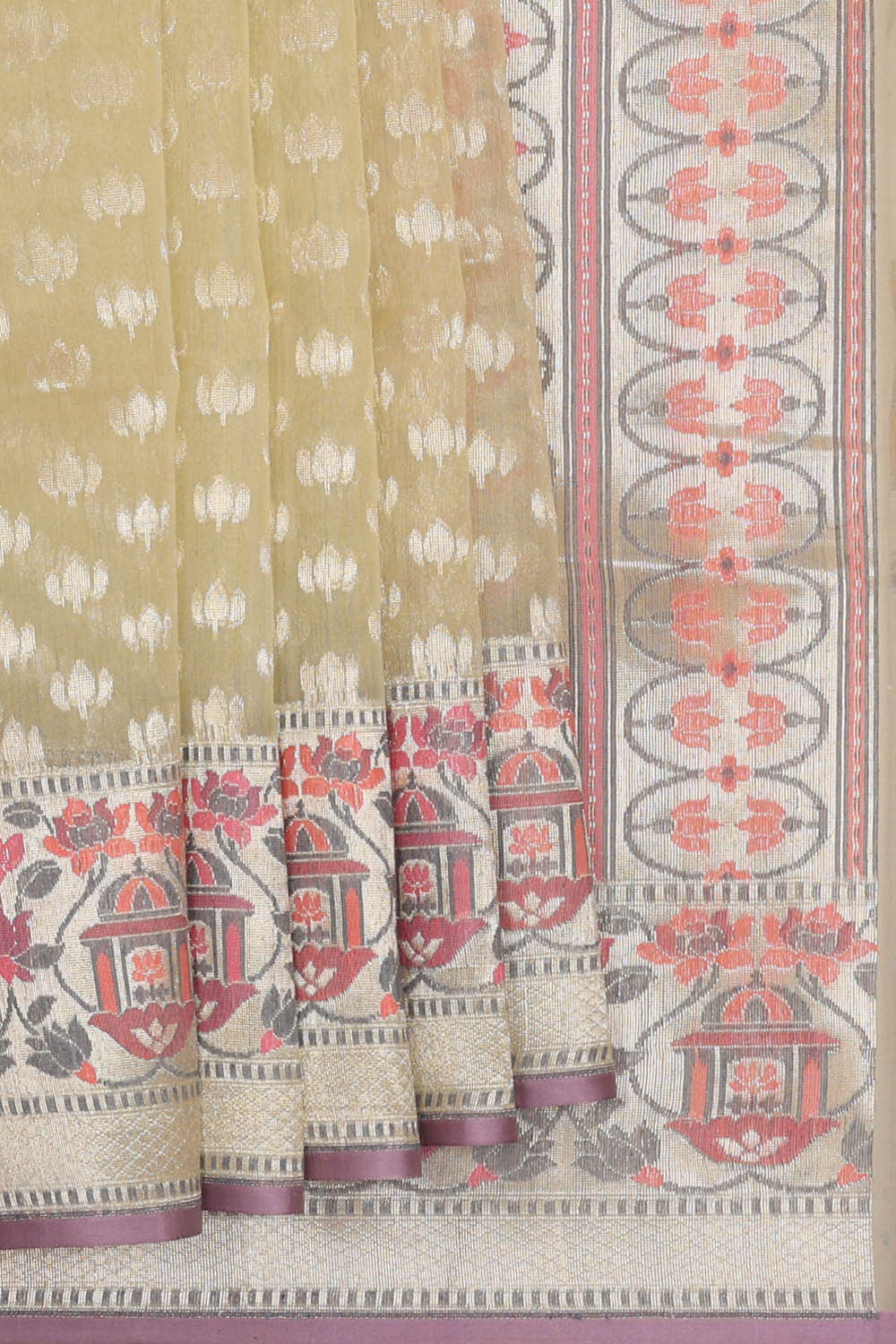 Banarasi Organza Kora Cream Saree
