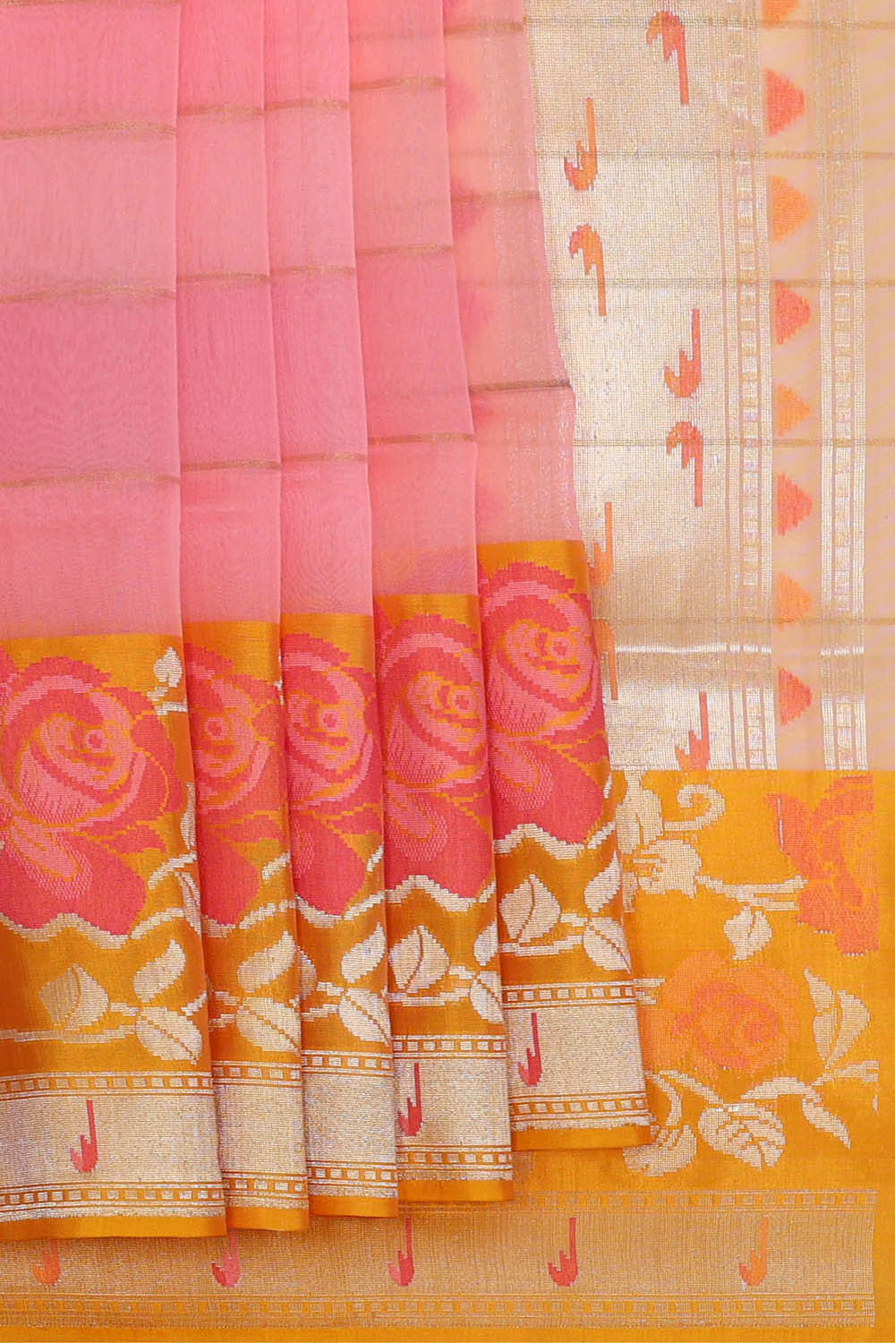 Image of Banarasi Organza Kora Light Pink Saree