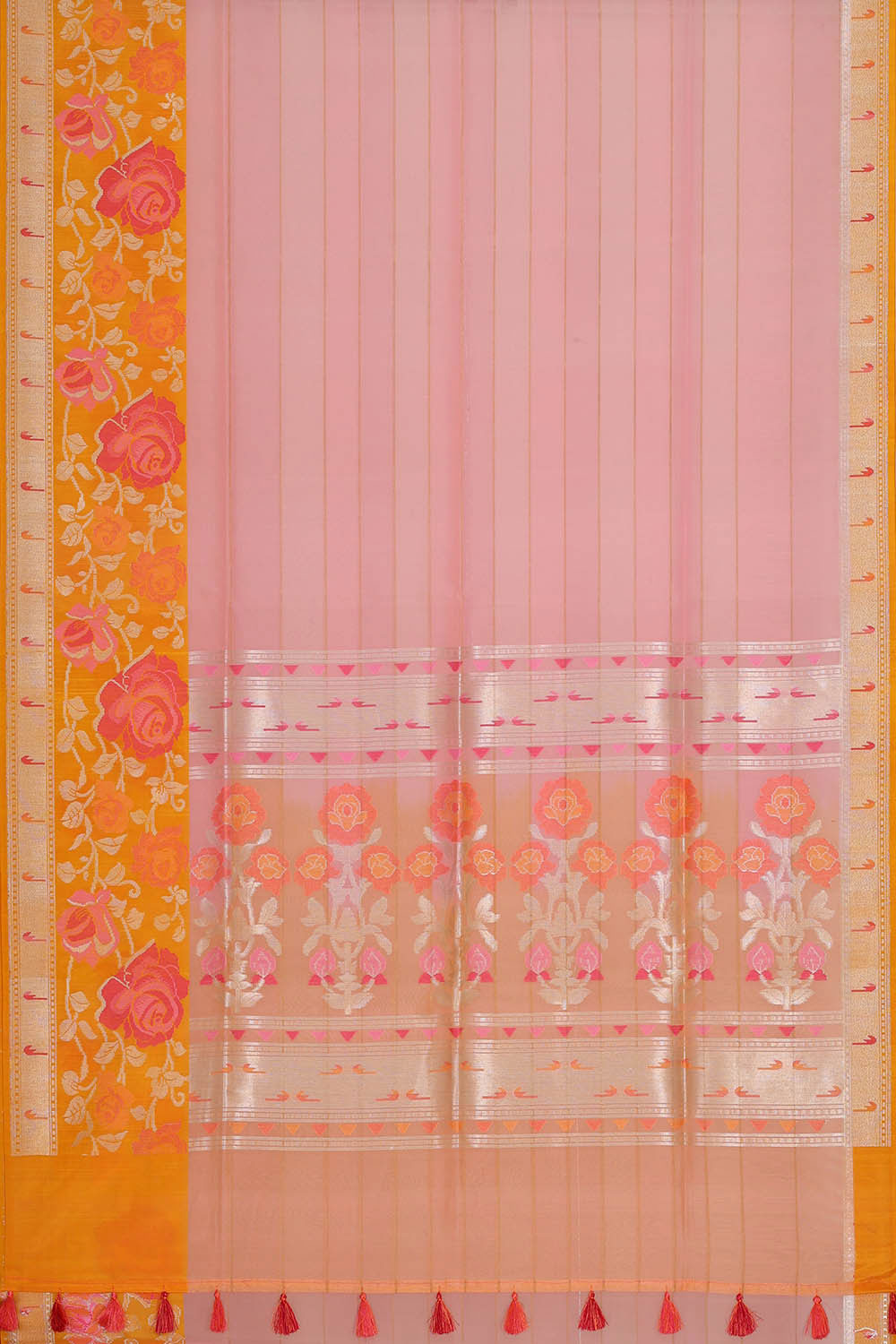 Image of Banarasi Organza Kora Light Pink Saree