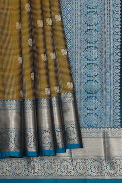 Image of Kanchipattu Mehndi Brown Brocade Saree