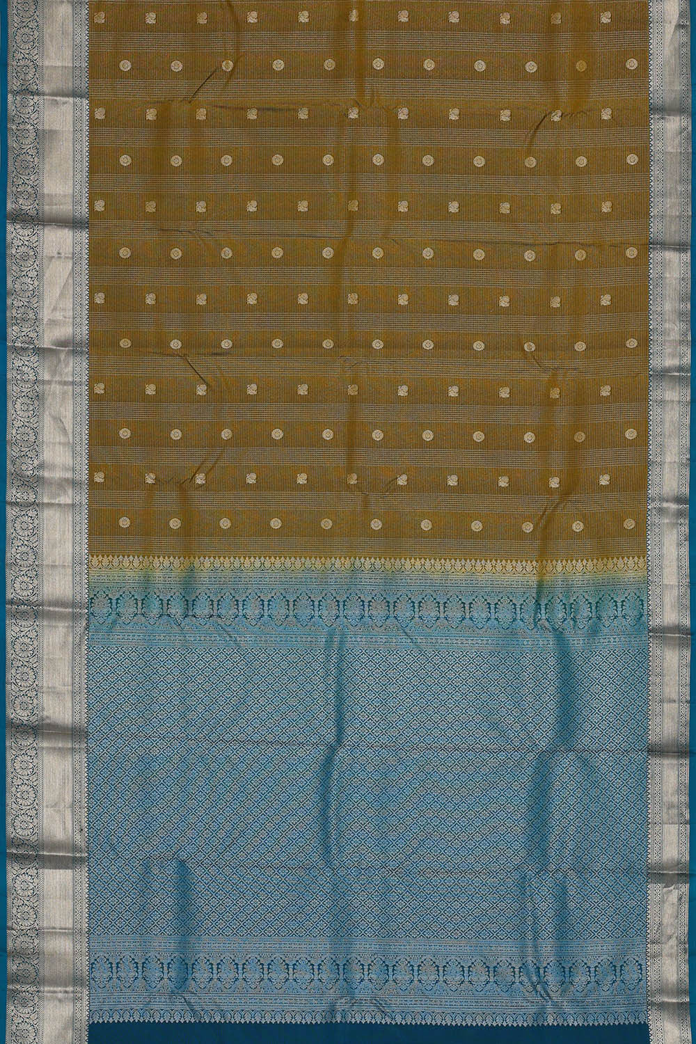 Image of Kanchipattu Mehndi Brown Brocade Saree