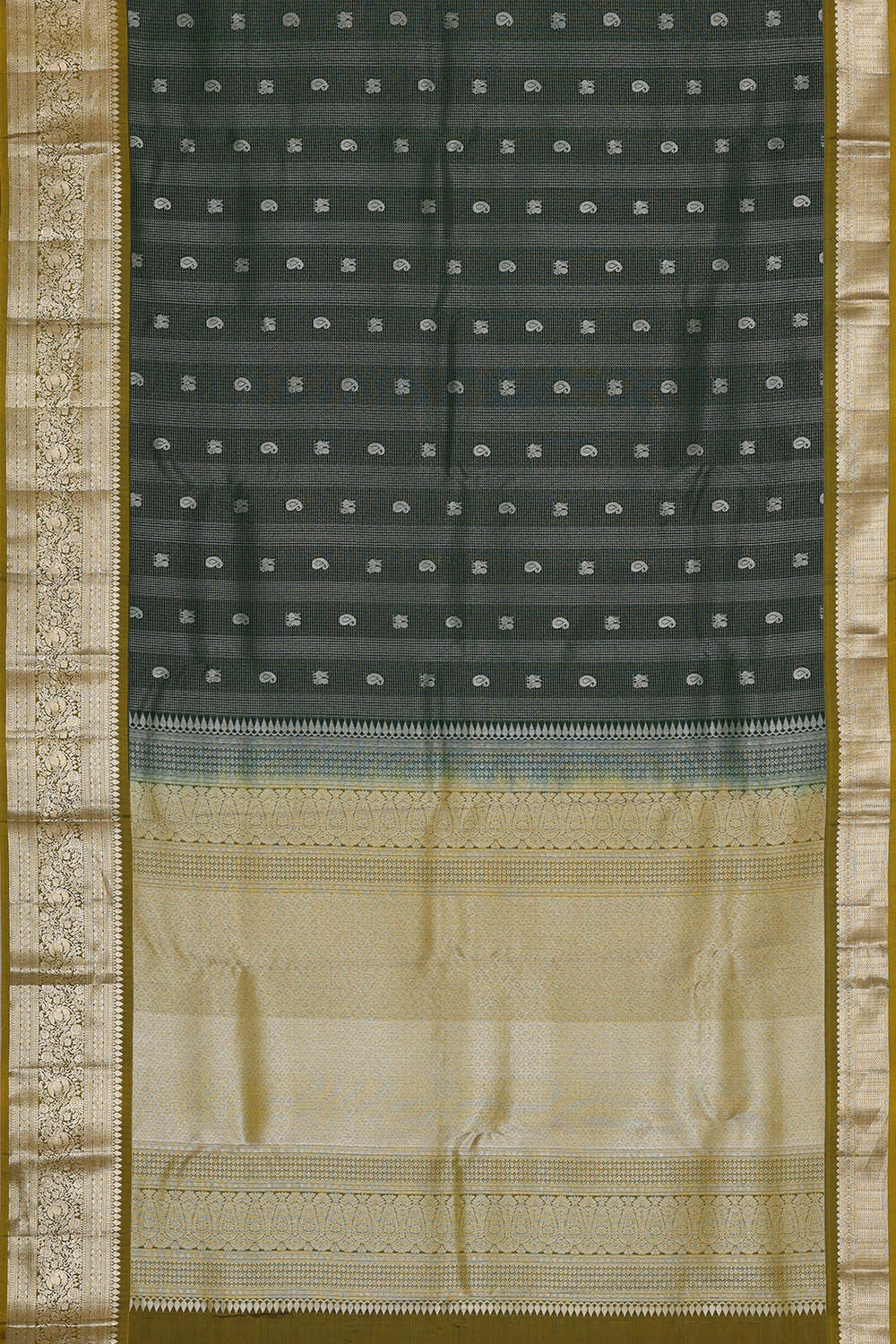 Image of Kanchipattu Bottle Green Brocade Saree