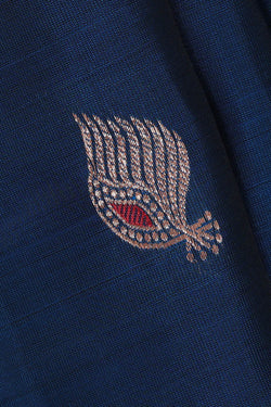 Image of Kanchipattu Peacock Blue Brocade Saree