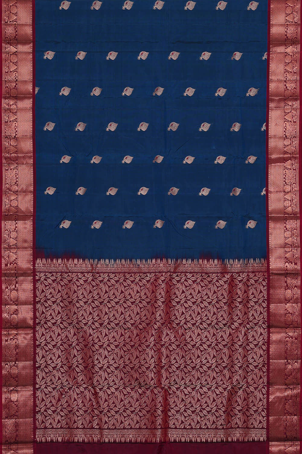 Kanchipattu Peacock Blue Brocade Saree