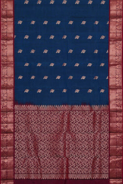 Image of Kanchipattu Peacock Blue Brocade Saree