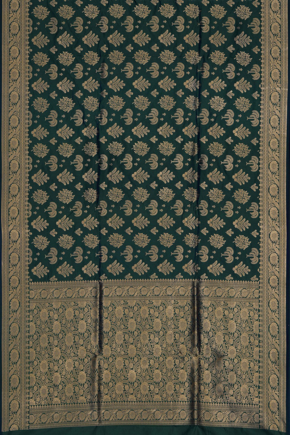 Banarasi Katan Silk Peacock Green Saree