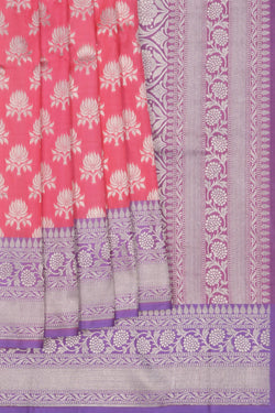 Image of Banarasi Katan Silk Coral Pink Saree