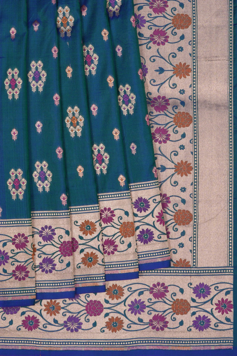 Image of Banarasi Katan Silk Blue Saree