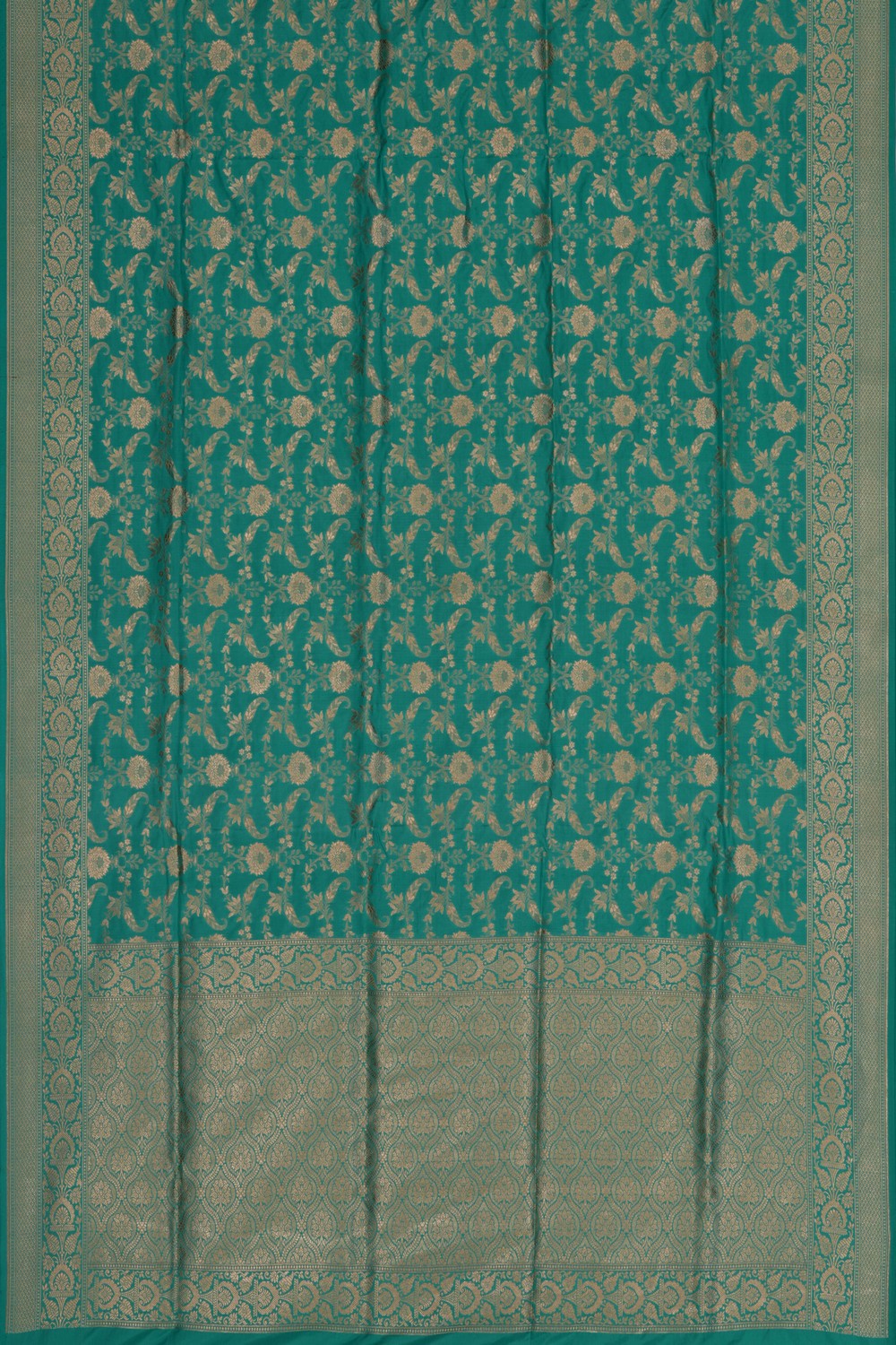 Banarasi Katan Silk Turquoise Green Saree