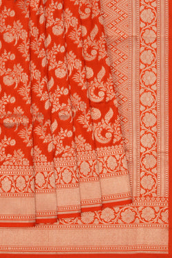 Image of Banarasi Katan Silk Orange Saree