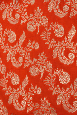 Image of Banarasi Katan Silk Orange Saree