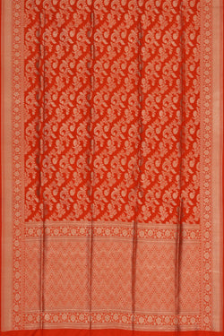 Image of Banarasi Katan Silk Orange Saree