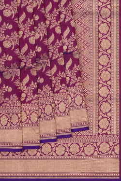 Image of Banarasi Katan Silk Violet Saree