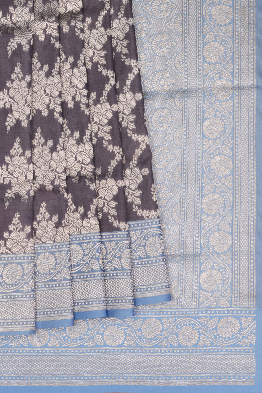 Image of Banarasi Katan Silk Grey Saree