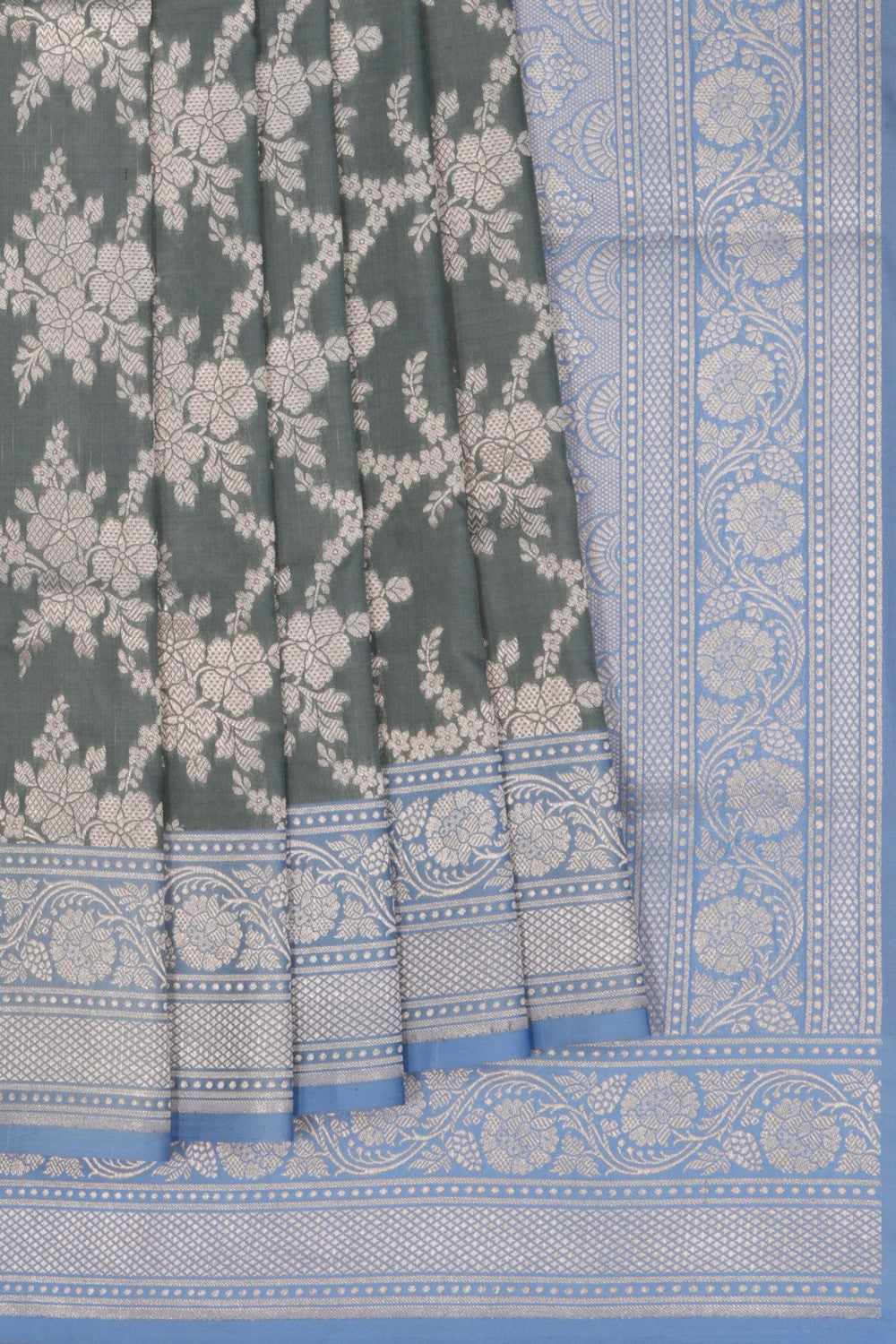 Image of Banarasi Katan Silk Grey Saree