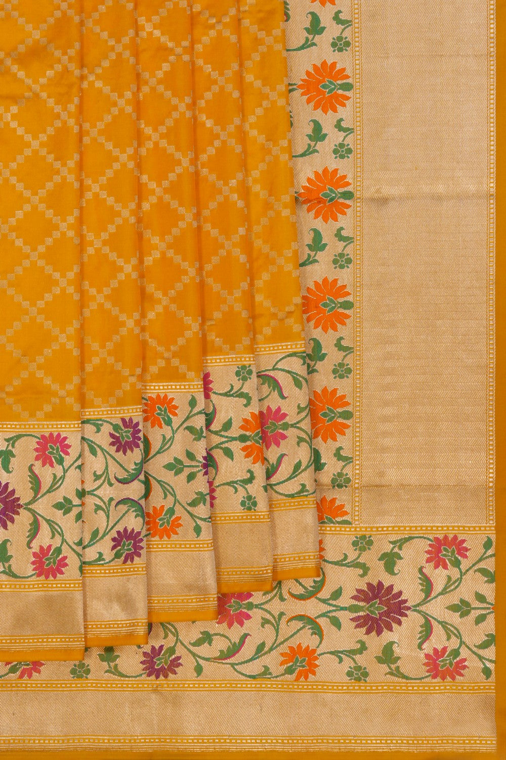 Image of Banarasi Katan Silk Yellow Saree
