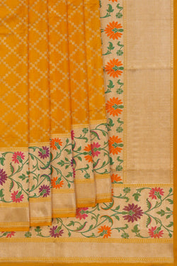 Image of Banarasi Katan Silk Yellow Saree