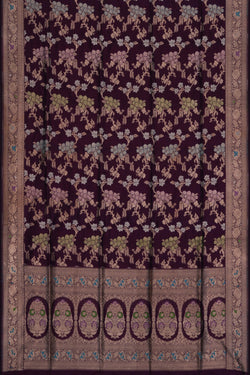Image of Banarasi Katan Silk Violet Saree