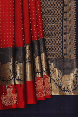Image of Kanchipattu Red Brocade Saree