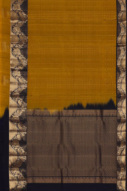 Image of Kanchipattu Dark Mustard Yellow Brocade Saree