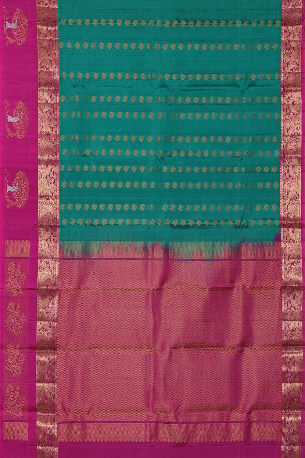 Kanchipattu Peacock Green Brocade Saree