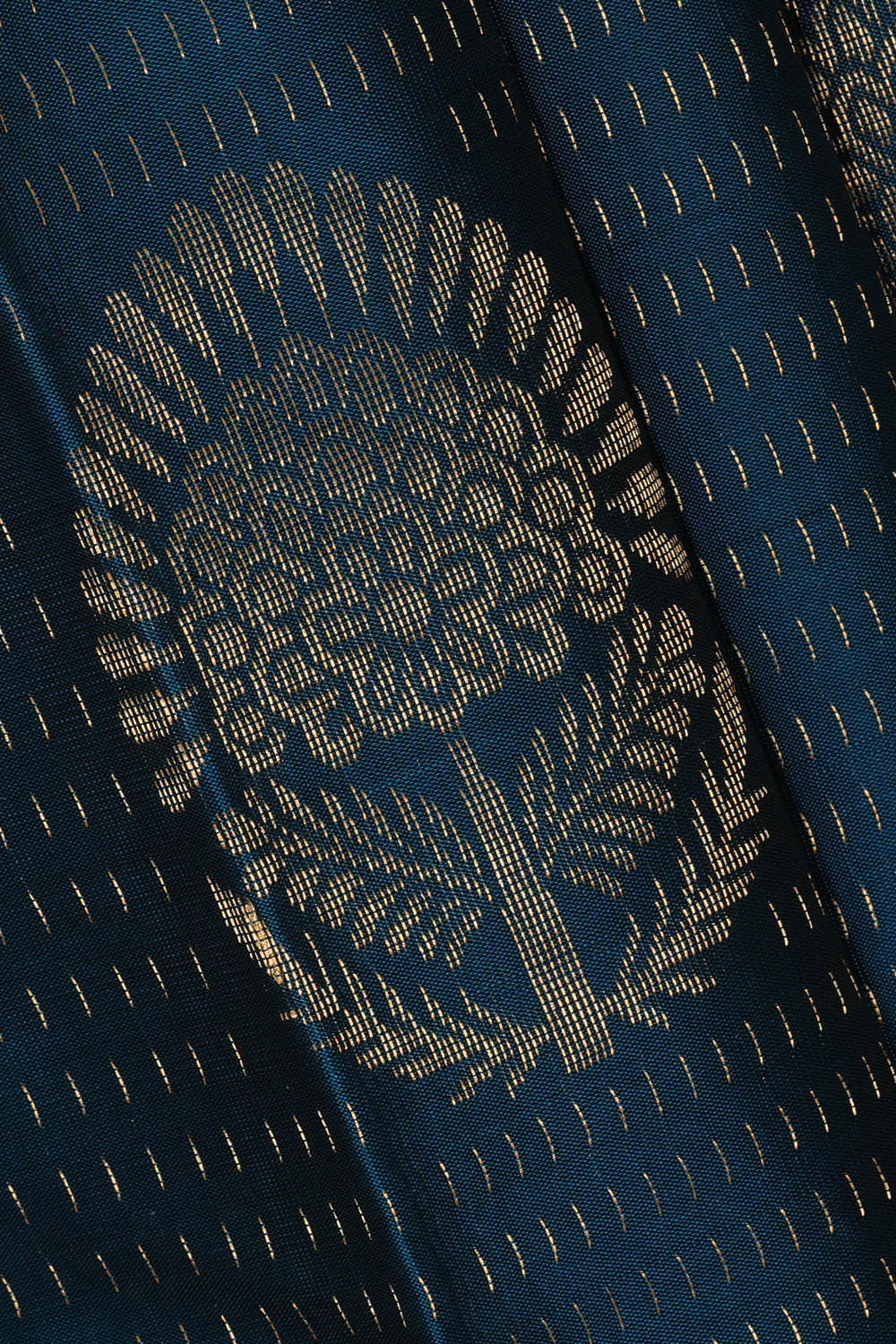 Image of Kanchipattu Peacock Blue Brocade Saree