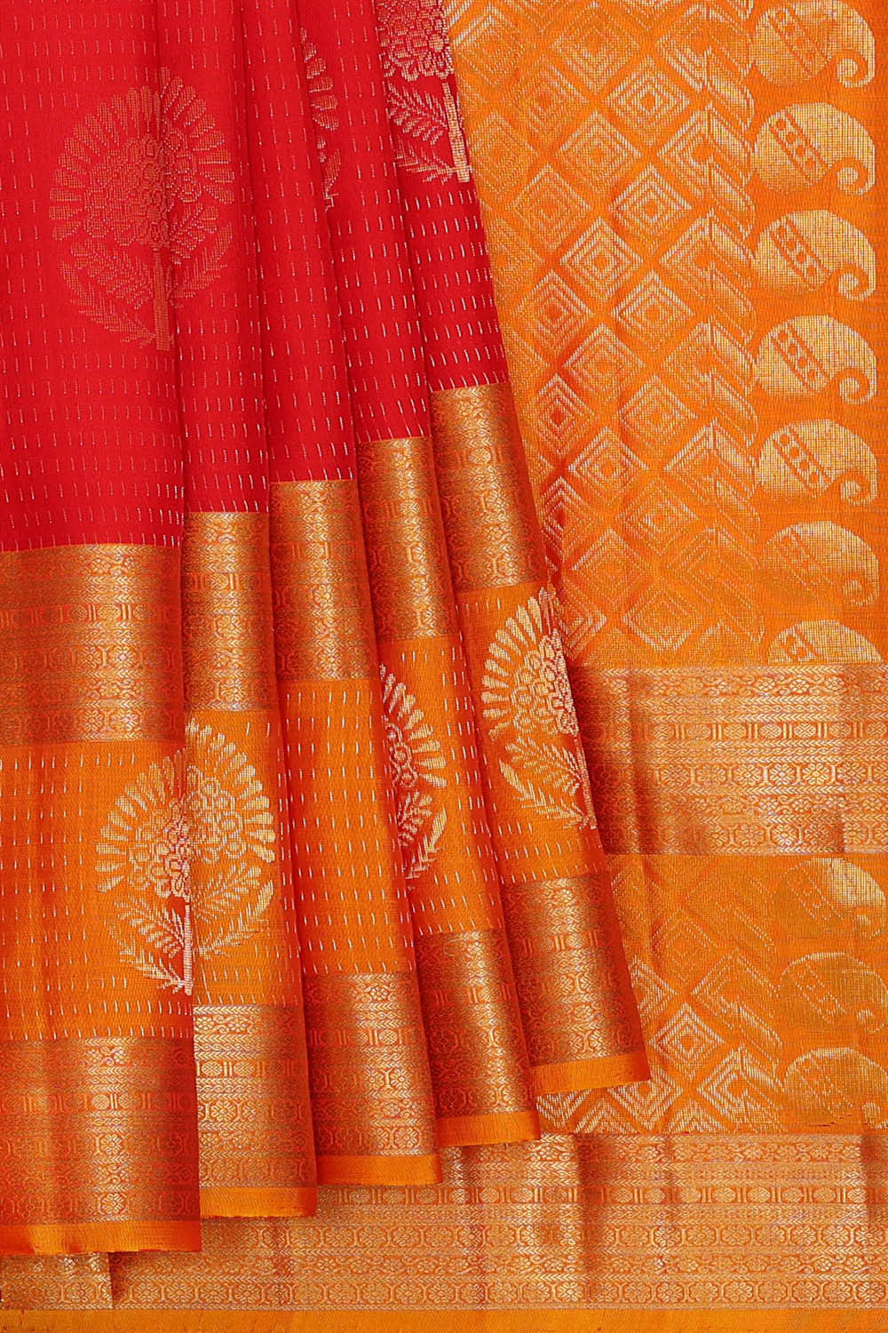 Image of Kanchipattu Red Brocade Saree