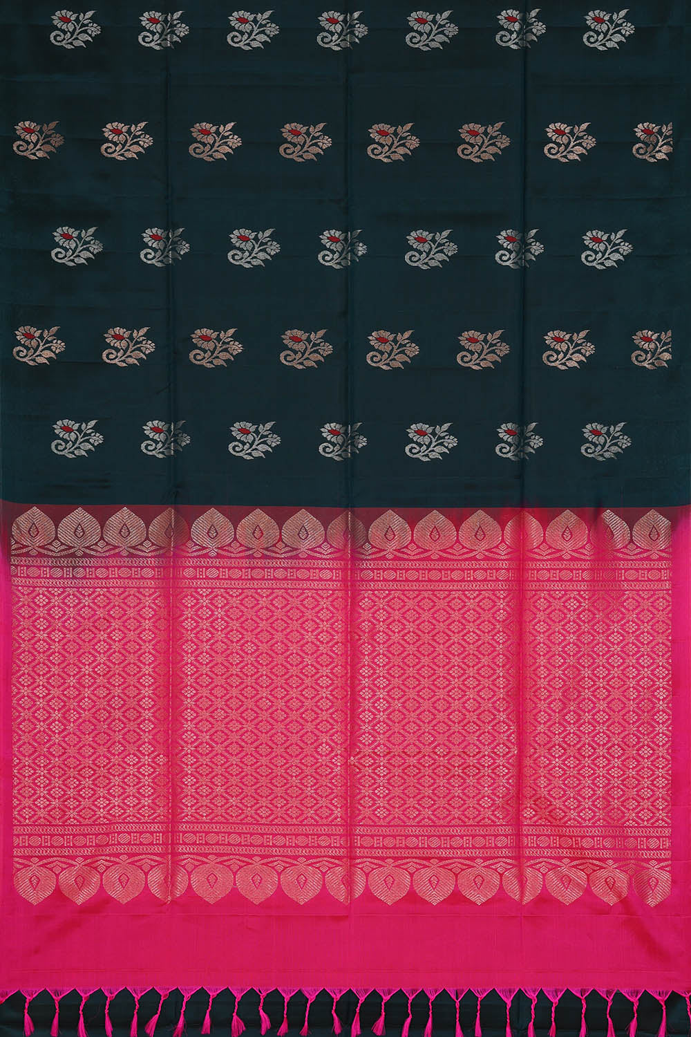 Image of South Silk Dark Turquoise Green Saree