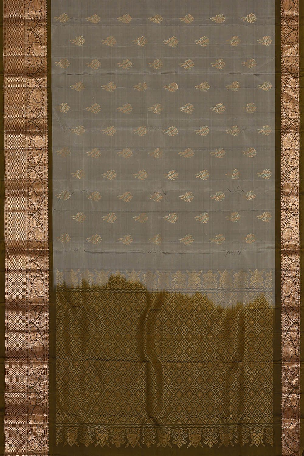 Image of Kanchipattu Grey Brocade Saree