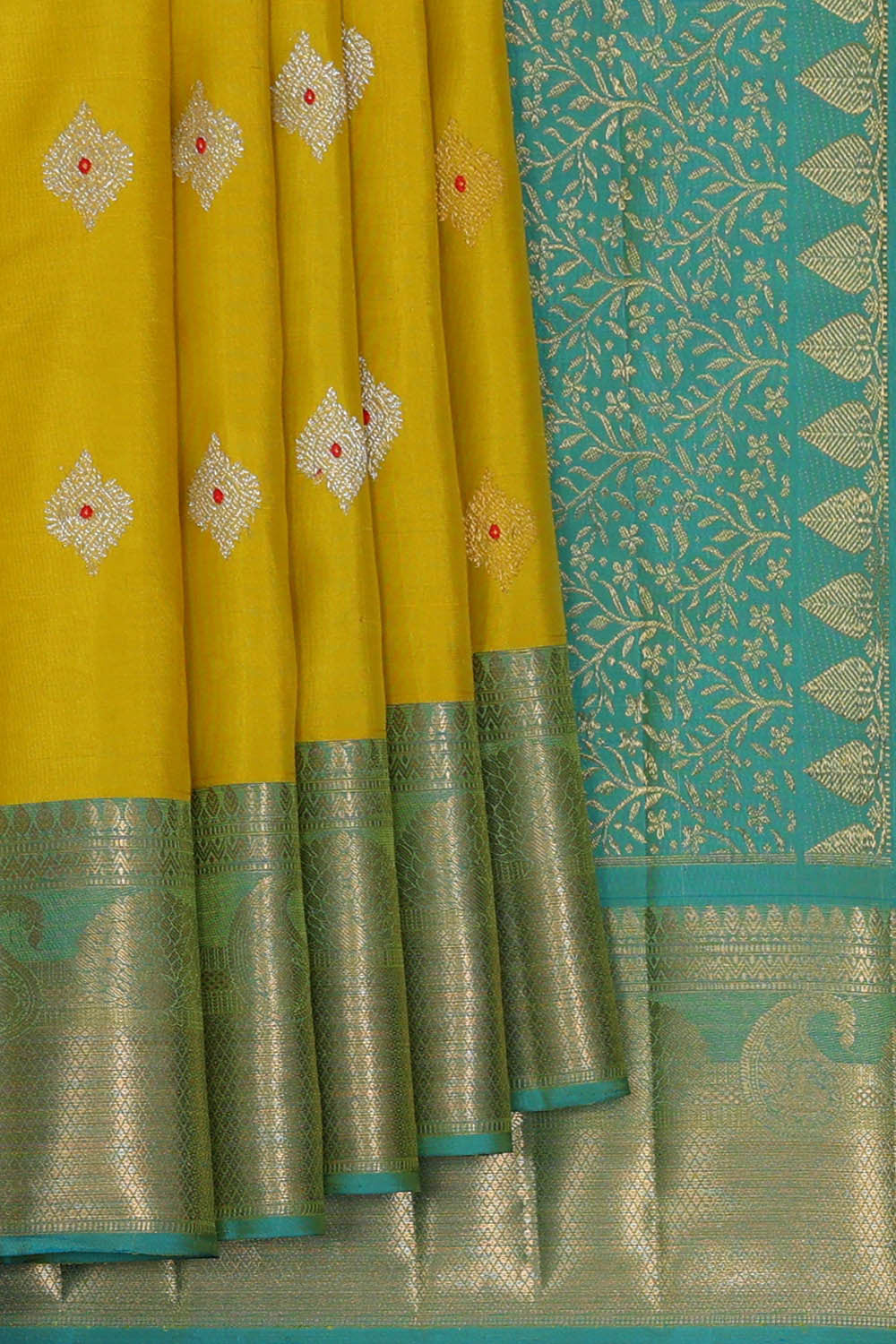 Image of Kanchipattu Yellow Brocade Saree