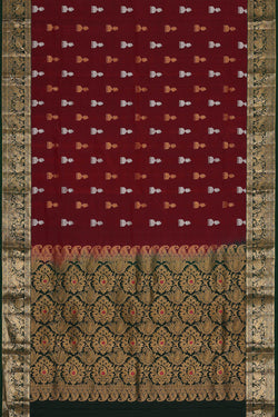 Image of Kanchipattu Dark Red Brocade Saree