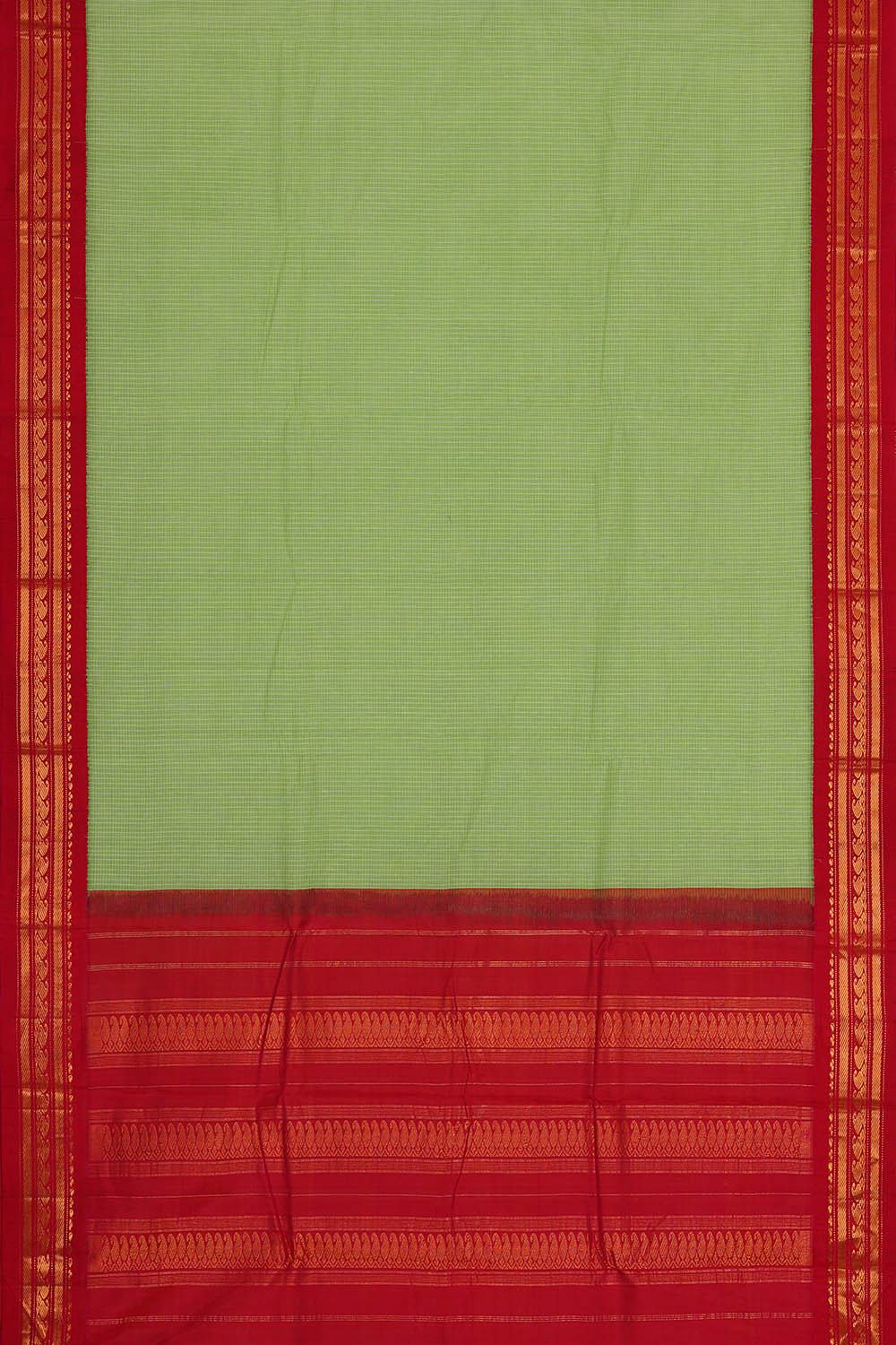 Image of Gadwal Cotton Pista Green Saree