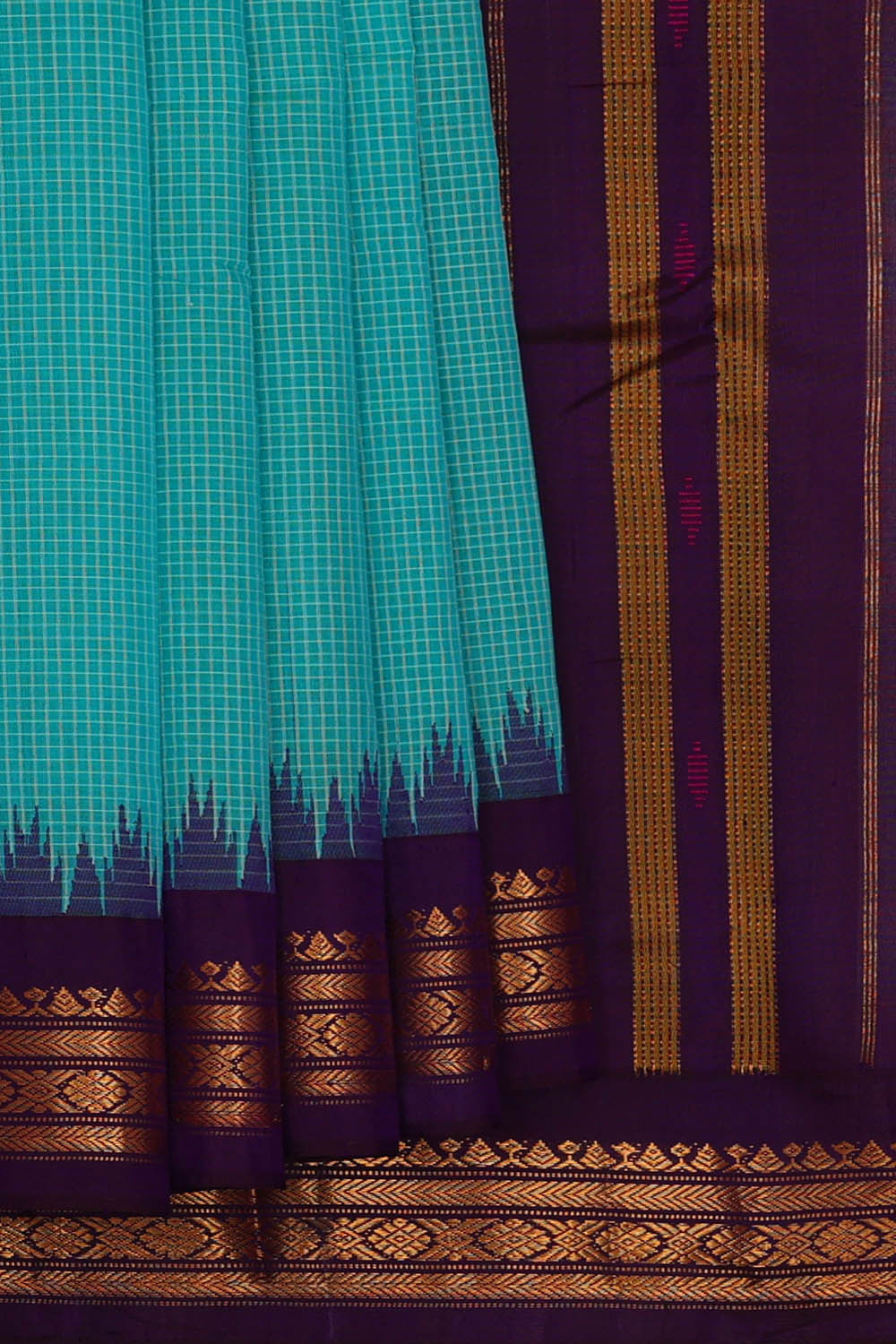 Gadwal Cotton Sky Blue Saree