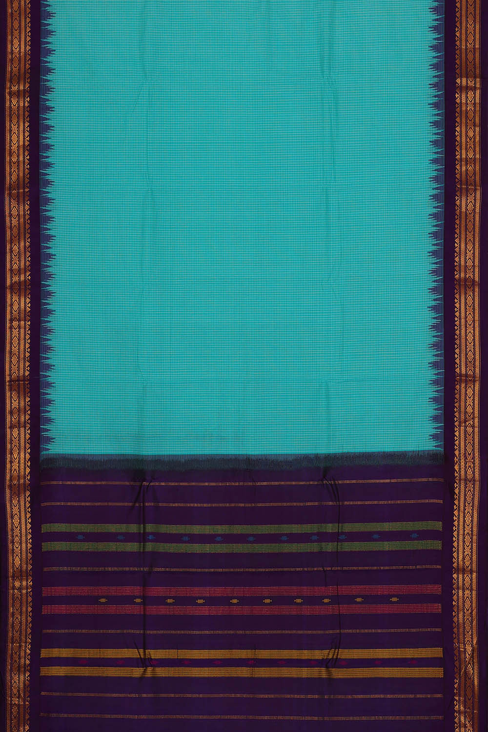 Gadwal Cotton Sky Blue Saree