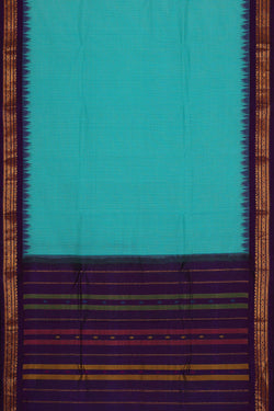 Image of Gadwal Cotton Sky Blue Saree