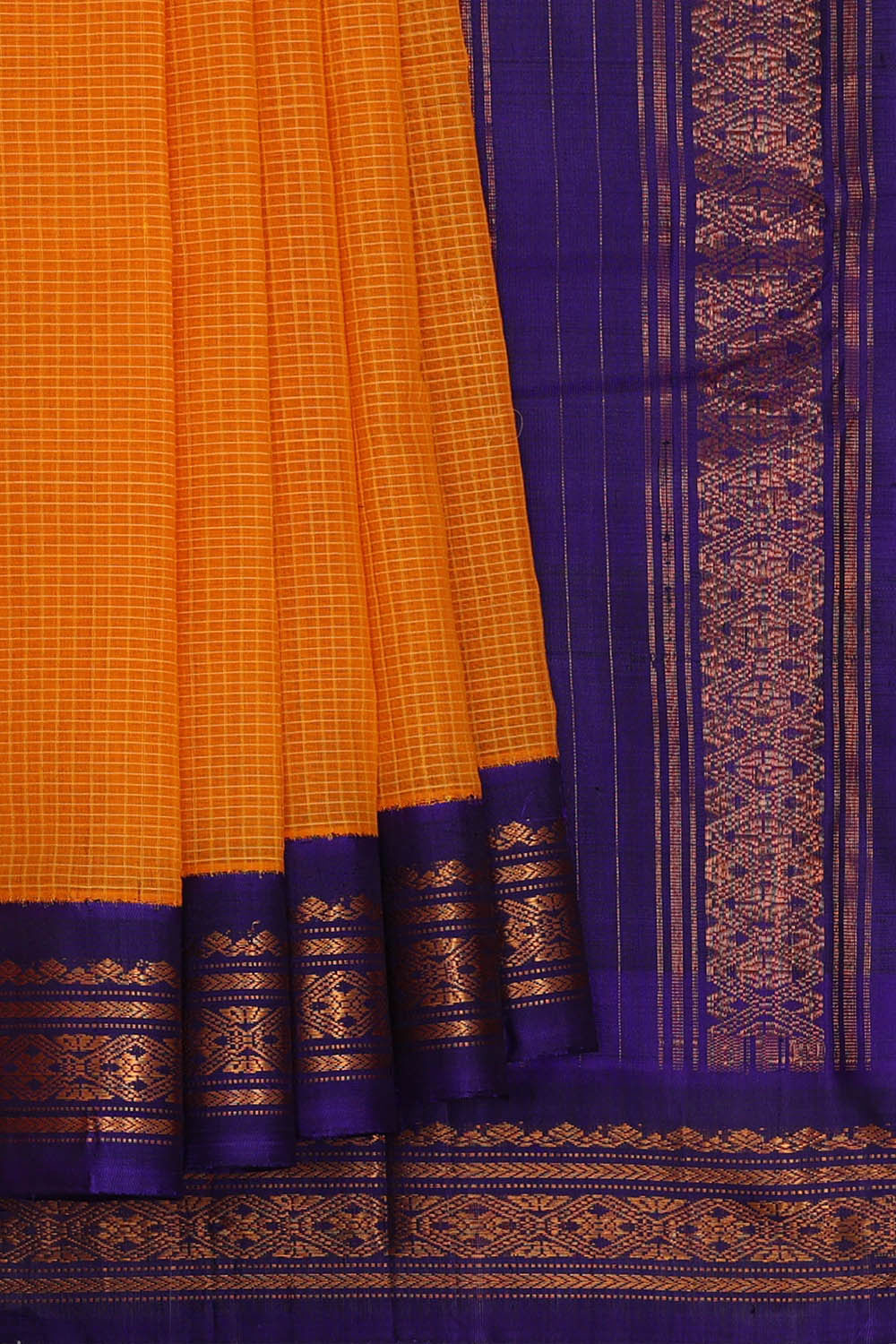 Image of Gadwal Cotton Orange Saree