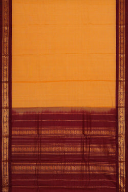 Image of Gadwal Cotton Mustard Orange Saree