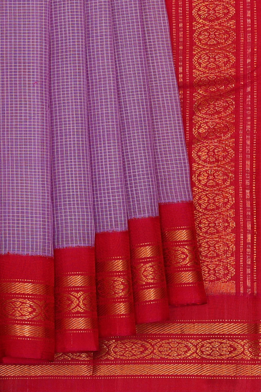 Image of Gadwal Cotton Lavender Saree